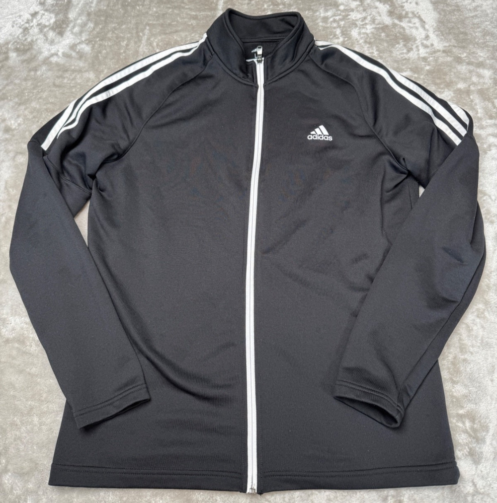 Adidas Golf Black White Mock Neck Full Zip Fleece Jacket Mens Size L